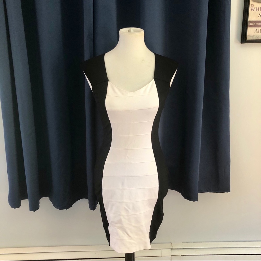 Express black and white sheath dress